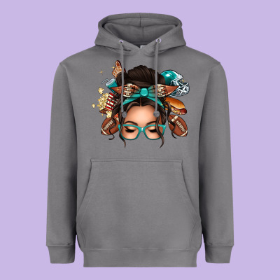 American Football Messy Bun Heavyweight Hoodie Designed By Texasbilliewilder