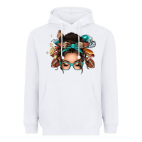 White american football messy bun Heavyweight Hoodie - texasbilliewilder