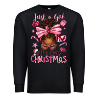 Black just a girl who loves pink christmas afro messy bu Premium Sweatshirt - texasbilliewilder