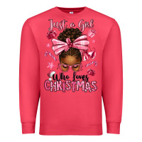 Cardinal just a girl who loves pink christmas afro messy bu Premium Sweatshirt - texasbilliewilder