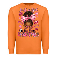 Carrot just a girl who loves pink christmas afro messy bu Premium Sweatshirt - texasbilliewilder