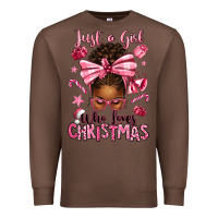 Chestnut just a girl who loves pink christmas afro messy bu Premium Sweatshirt - texasbilliewilder
