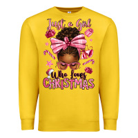 Lemon just a girl who loves pink christmas afro messy bu Premium Sweatshirt - texasbilliewilder