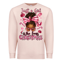 Pale Pink just a girl who loves pink christmas afro messy bu Premium Sweatshirt - texasbilliewilder