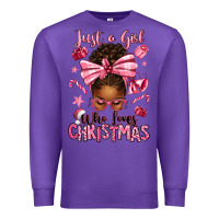 Purple just a girl who loves pink christmas afro messy bu Premium Sweatshirt - texasbilliewilder