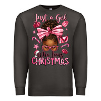Smoke just a girl who loves pink christmas afro messy bu Premium Sweatshirt - texasbilliewilder