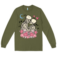 Army Green the lovers skeletons Long Sleeve Tee - MaliasSmallBusiness