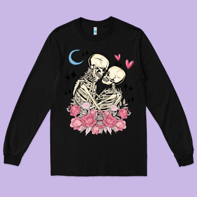 The Lovers Skeletons Long Sleeve Tee Designed By Maliassmallbusiness