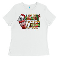 White Coffee  Jesus Ladies Tee - CowhideDigitalArt