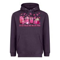 Plum In October We Wear Pink with Breast Cancer Coffee Heavyweight Hoodie - texasbilliewilder