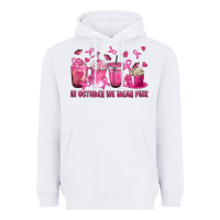 White In October We Wear Pink with Breast Cancer Coffee Heavyweight Hoodie - texasbilliewilder