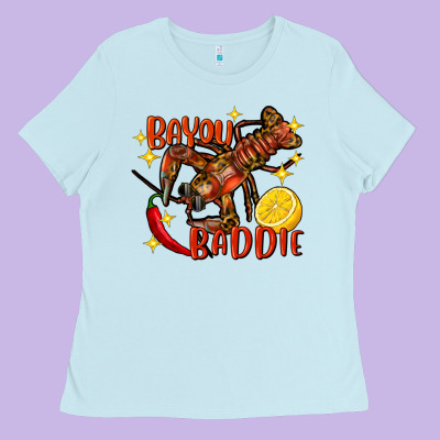 Crawfish Bayou Baddie Ladies Tee Designed By Fadigitalartstudio