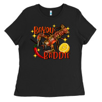 Black crawfish bayou baddie Ladies Tee - FaDigitalArtStudio