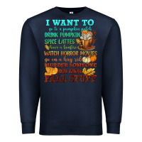 Navy I want to Fall stuff Premium Sweatshirt - NancyCooperArtShop