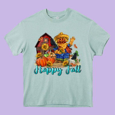 Happy Fall Scarecrow Heavy Core Tee Designed By Fadigitalartstudio