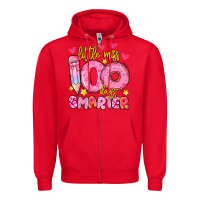 Red little miss 100 days smarter Zipper Hoodie - Artiststas