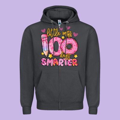 Little Miss 100 Days Smarter Zipper Hoodie Designed By Artiststas