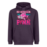 Plum In October We Wear Pink Truck Heavyweight Hoodie - texasbilliewilder