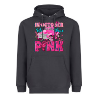 In October We Wear Pink Truck Heavyweight Hoodie | Teevron