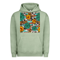 Pigment Oil Green gemstone sunflower cowhide leopard seamles pattern Urban Hoodie - FaDigitalArtStudio