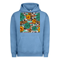Pigment Pebble Blue gemstone sunflower cowhide leopard seamles pattern Urban Hoodie - FaDigitalArtStudio