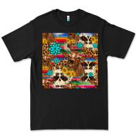 Black western sunflower bucket cow seamless pattern Premium Tee - HRA Design Shop