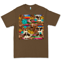 Cacao western sunflower bucket cow seamless pattern Premium Tee - HRA Design Shop