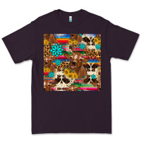 Plum western sunflower bucket cow seamless pattern Premium Tee - HRA Design Shop