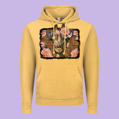 Western Floral Giraffe Vintage Hoodie Designed By Lillyallendesigns