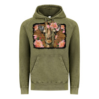 Vintage Olive Western Floral Giraffe Vintage Hoodie - LillyAllenDesigns
