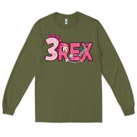 Army Green pink three rex Long Sleeve Tee - MaliasSmallBusiness