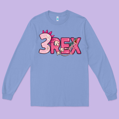 Pink Three Rex Long Sleeve Tee Designed By Maliassmallbusiness