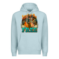 Blue Mist Land of the free 4th of july Premium Hoodie - HowdyJamesFarm