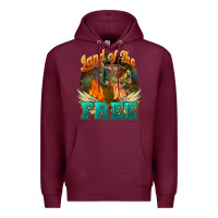 Burgundy Land of the free 4th of july Premium Hoodie - HowdyJamesFarm