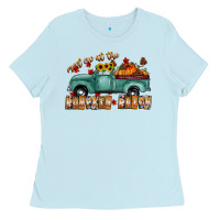 Baby Blue meet me af the pumpkin patch Ladies Tee - CowhideDigitalArt