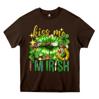Chocolate Brown Kiss me im irish st.patricks day lips st.patricks Heavy Core Tee - Neo Western