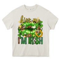 Cream Kiss me im irish st.patricks day lips st.patricks Heavy Core Tee - Neo Western