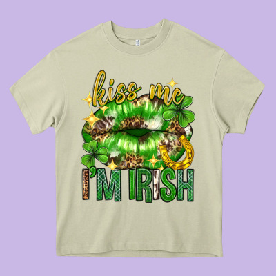 Kiss Me Im Irish St.patricks Day Lips St.patricks Heavy Core Tee Designed By Neo Western