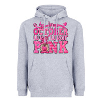 Heather Grey In October We Wear Pink with Gnome Heavyweight Hoodie - texasbilliewilder