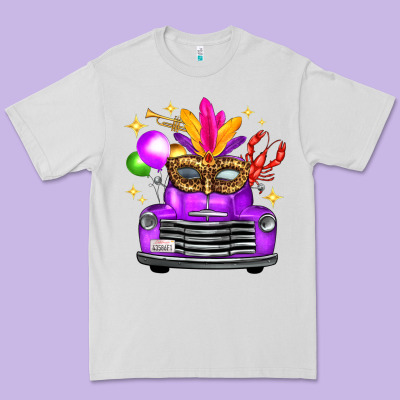 Mardi Gras Truck Leopard Mask Premium Tee Designed By Fadigitalartstudio