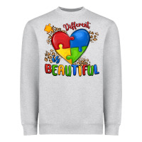 Heather Grey different is beautiful autism Heavyweight Sweatshirt - MaliasSmallBusiness