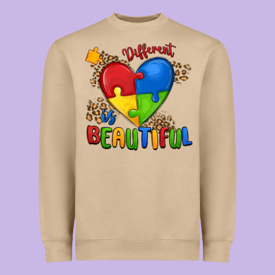 Different Is Beautiful Autism Heavyweight Sweatshirt Designed By Maliassmallbusiness