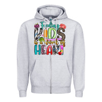 Heather Grey feeding kids is a work of heart Zipper Hoodie - Artiststas