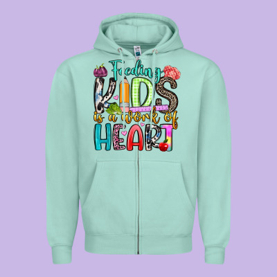 Feeding Kids Is A Work Of Heart Zipper Hoodie Designed By Artiststas