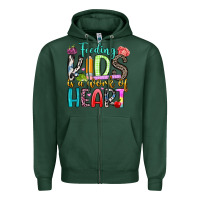 Sports Green feeding kids is a work of heart Zipper Hoodie - Artiststas