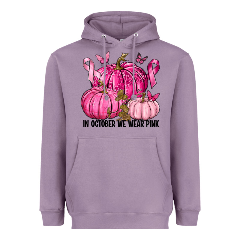 In October We Wear Pink With Pumpkin Heavyweight Hoodie by texasbilliewilder | Teevron