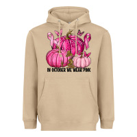 Mushroom In October We Wear Pink with Pumpkin Heavyweight Hoodie - texasbilliewilder