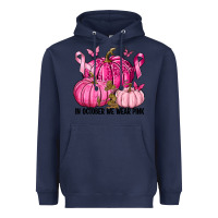Navy In October We Wear Pink with Pumpkin Heavyweight Hoodie - texasbilliewilder