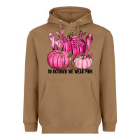 Toasted Coconut In October We Wear Pink with Pumpkin Heavyweight Hoodie - texasbilliewilder