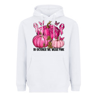 White In October We Wear Pink with Pumpkin Heavyweight Hoodie - texasbilliewilder
